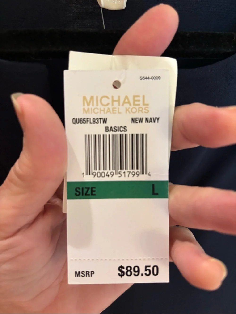 Michael Kors Navy Sleeveless V-Keyhole Tank with Gold Hardware